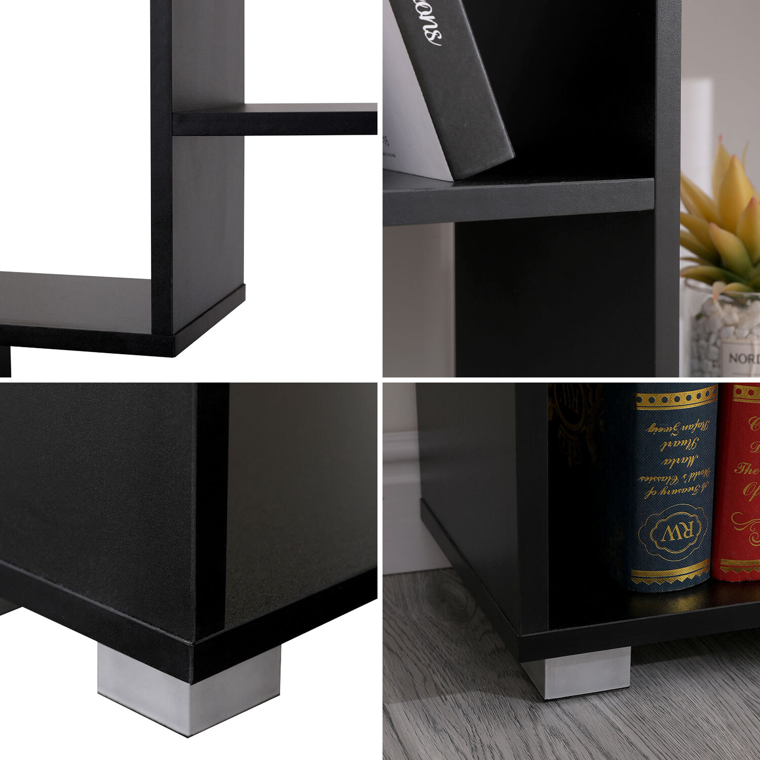 Bibliothèque 11 étagères multiformes noire EMILY