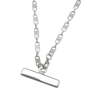 Collar Barra cadena latón plata 10µ