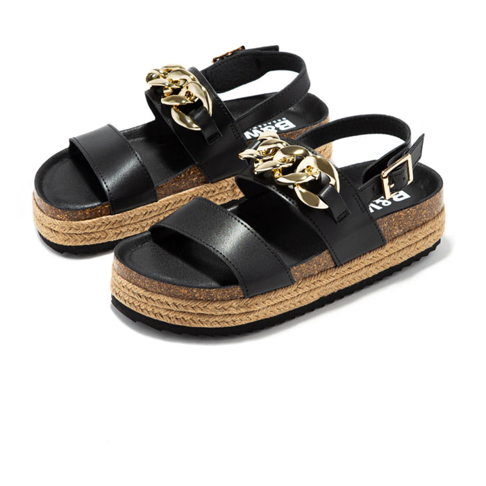 Sandalias Cadena Plataforma Negro