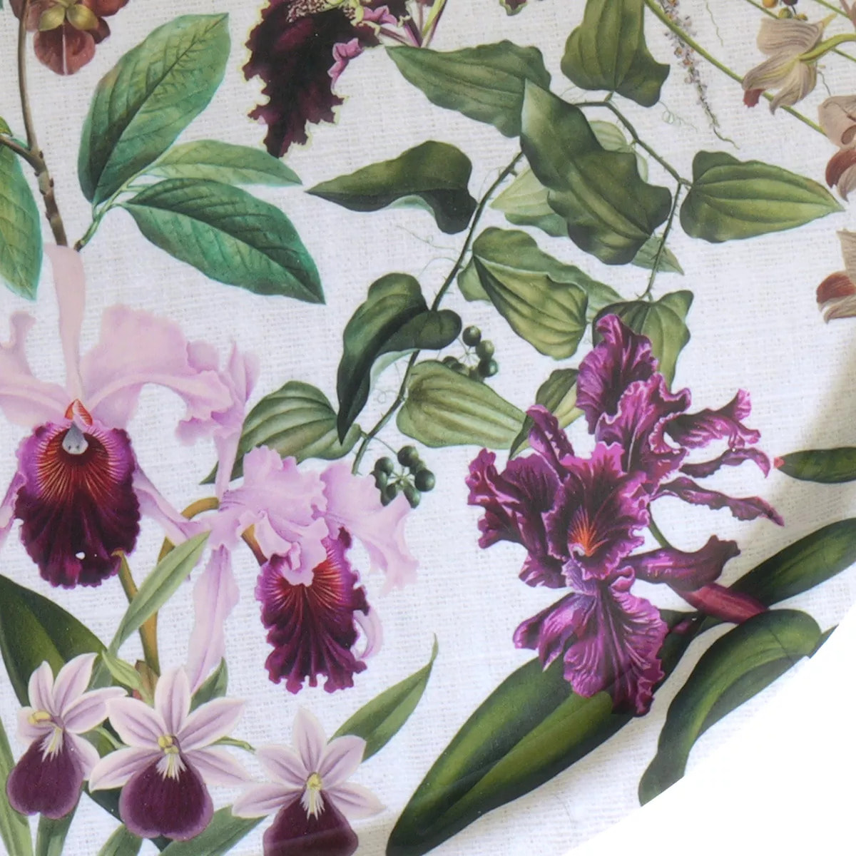 Plateau bois imprimé bordeaux vert Parfum d'orchidee grege