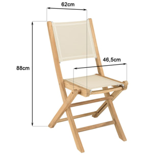 FUN - Ensemble de 2 chaises pliantes bois teck / textilène beige