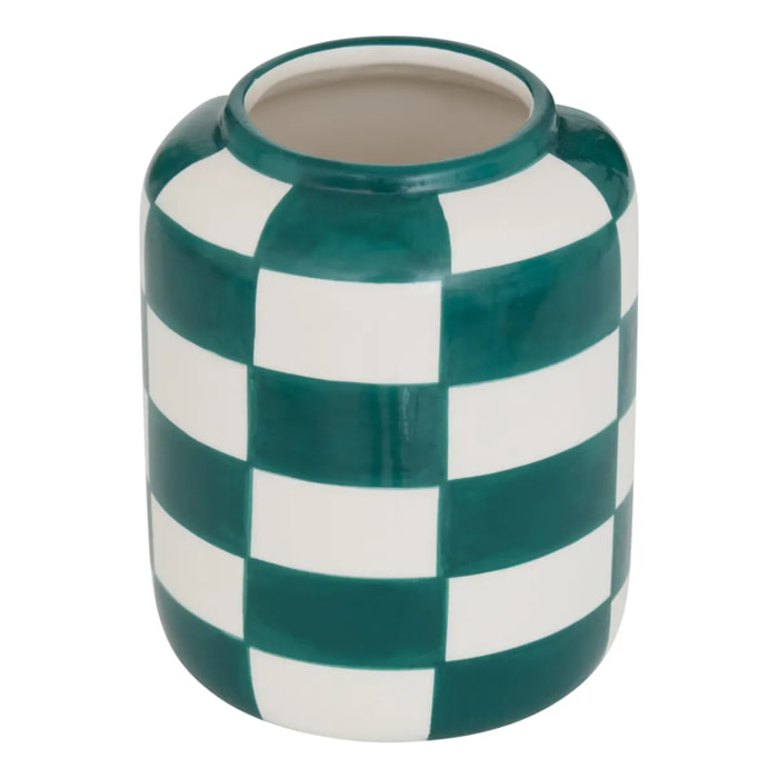 Vase Pool en Dolomite 11x11x14cm Vert et Blanc