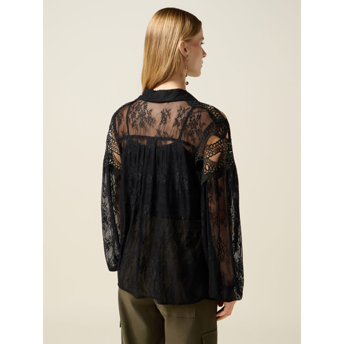 Oltre - Camisa de encaje - Negro