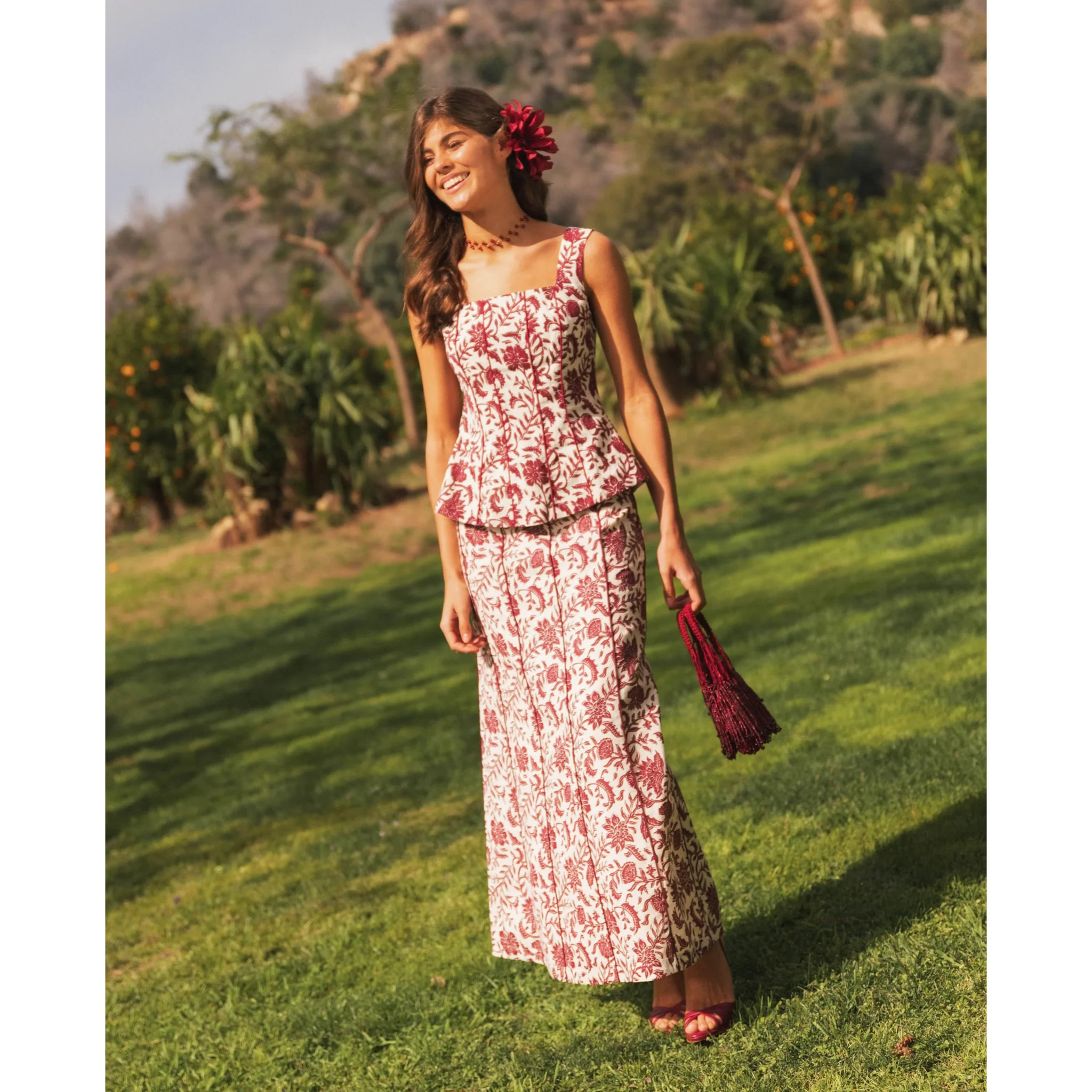 Top estilo corset de tirantes con lino de mujer