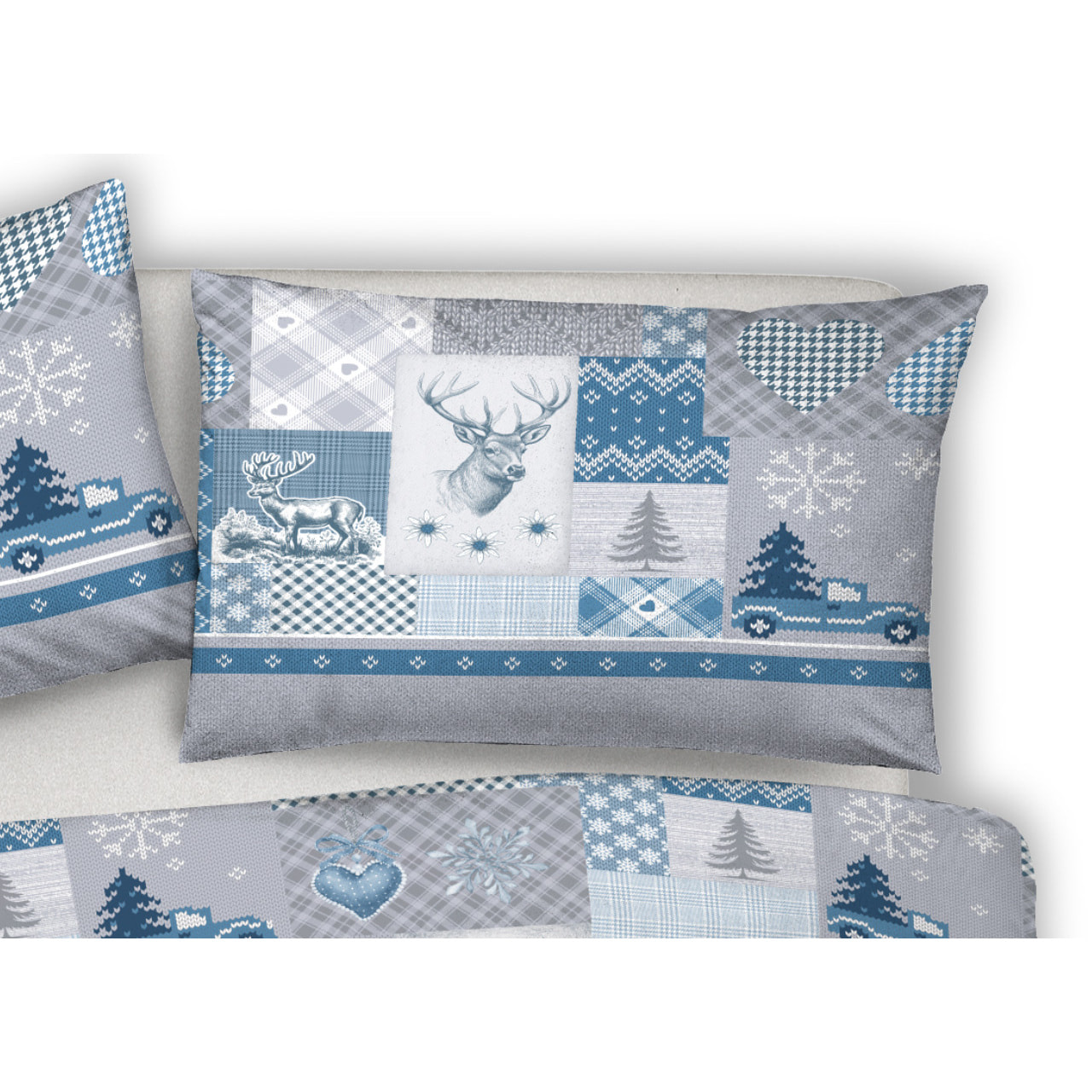 Parure Copripiumino in 100% Cotone Made In Italy Alpi Azzurro