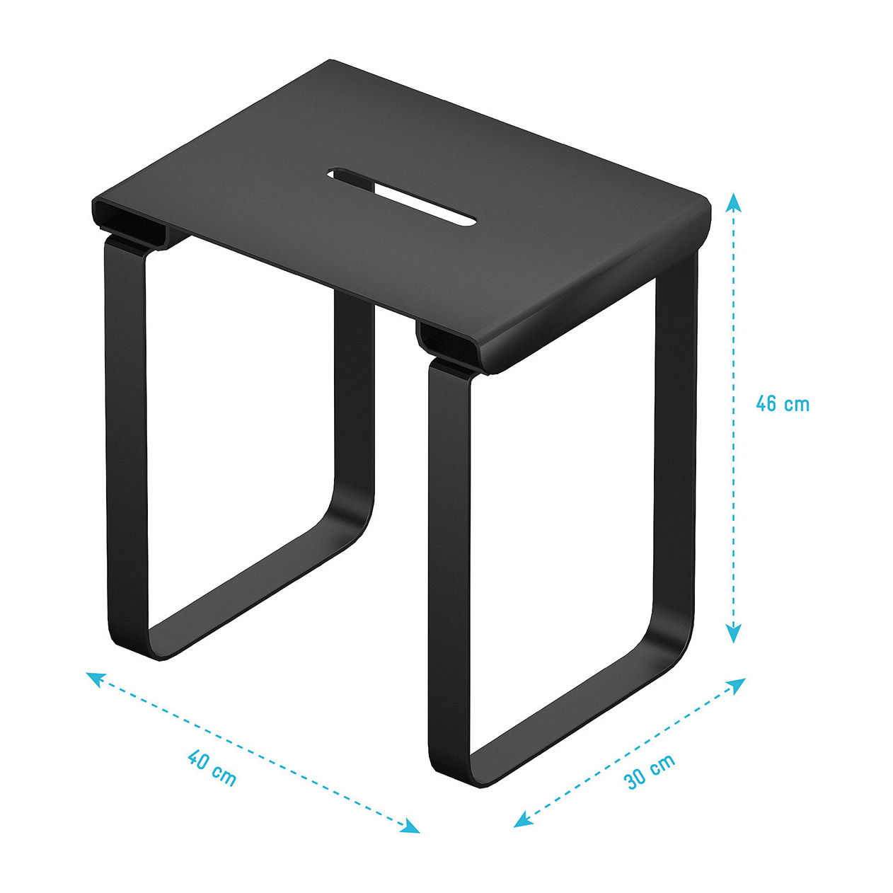 SIEGE DE DOUCHE EN INOX NOIR MAT - 40x30x46 cm