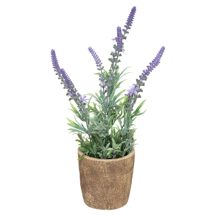 Lavande artificielle - pot en ciment - H36 cm