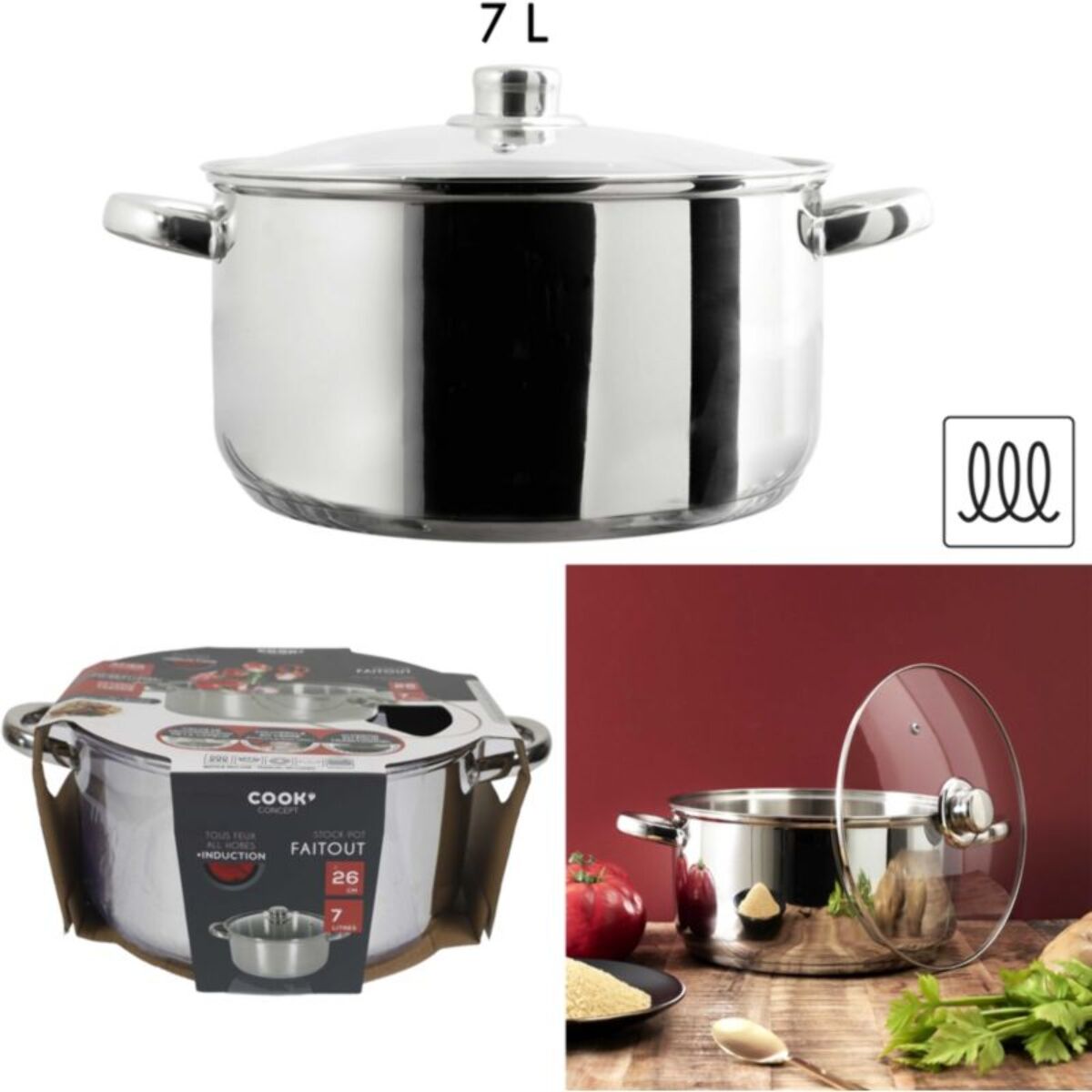 Faitout COOK CONCEPT 7L induction avec couvercle