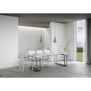 Console extensible 90x40/300 cm Epoca Frêne Blanc cadre Anthracite