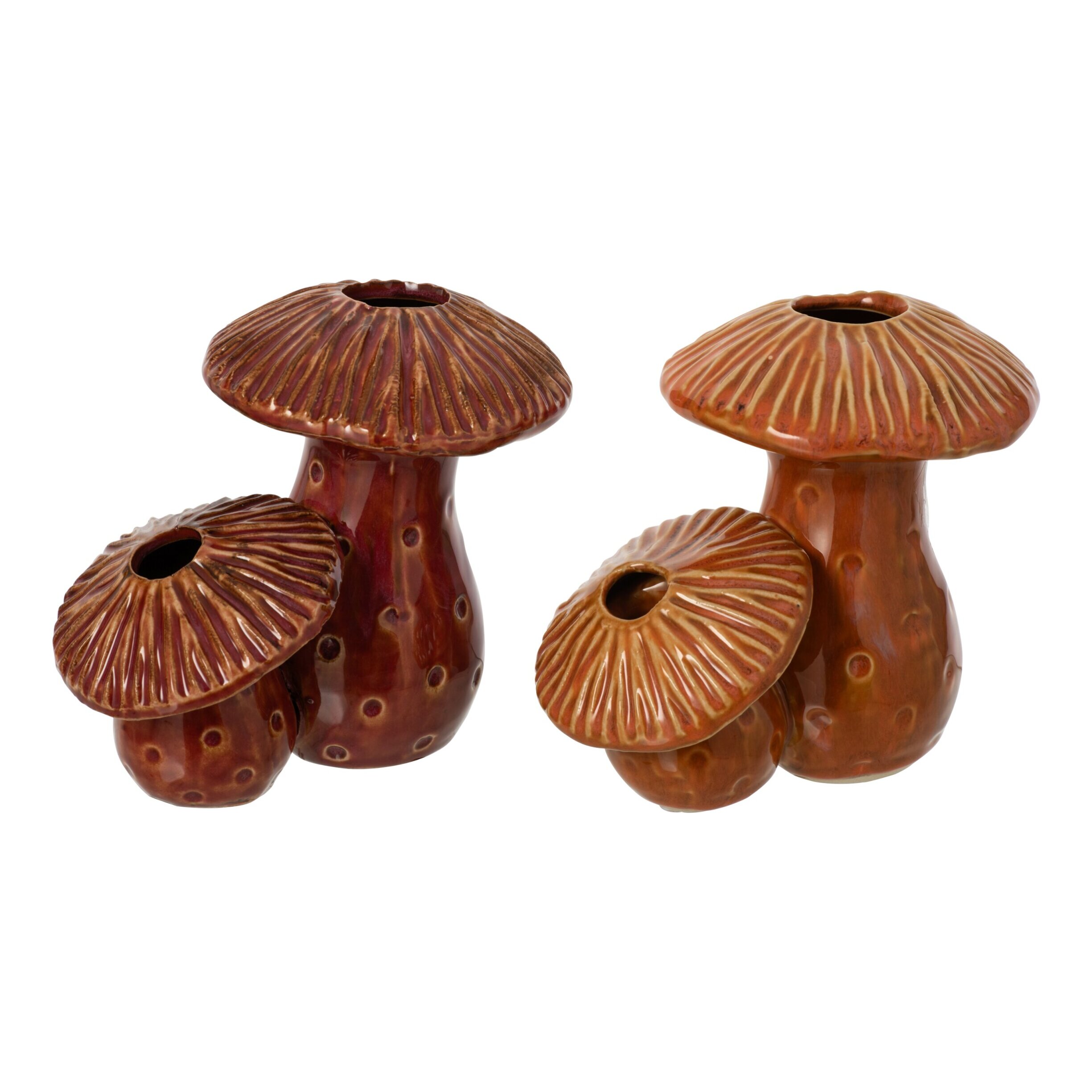 J-Line vase Mushrooms - grès - rouille/orange - medium - assortiment de 2
