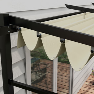 Pergola rétractable 3,97L x 2,95l x 2,3H m structure alu. acier époxy polyester beige