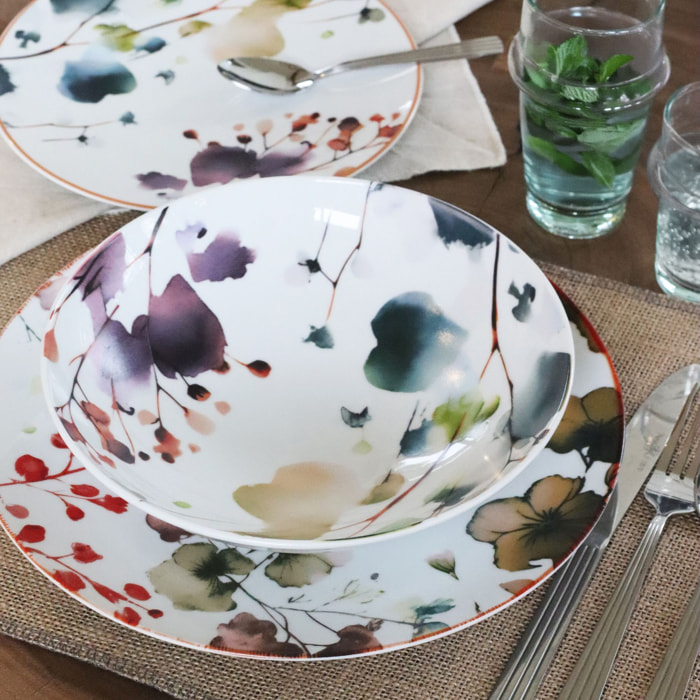 Lot de 6 assiettes creuses en porcelaine blanche 21cm AQUARELLE