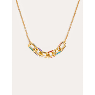 Collana Link Rainbow Enamel Placcato Oro