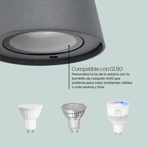 FORLIGHT Cone aplique de uso exterior para bombilla GU10 en color negro