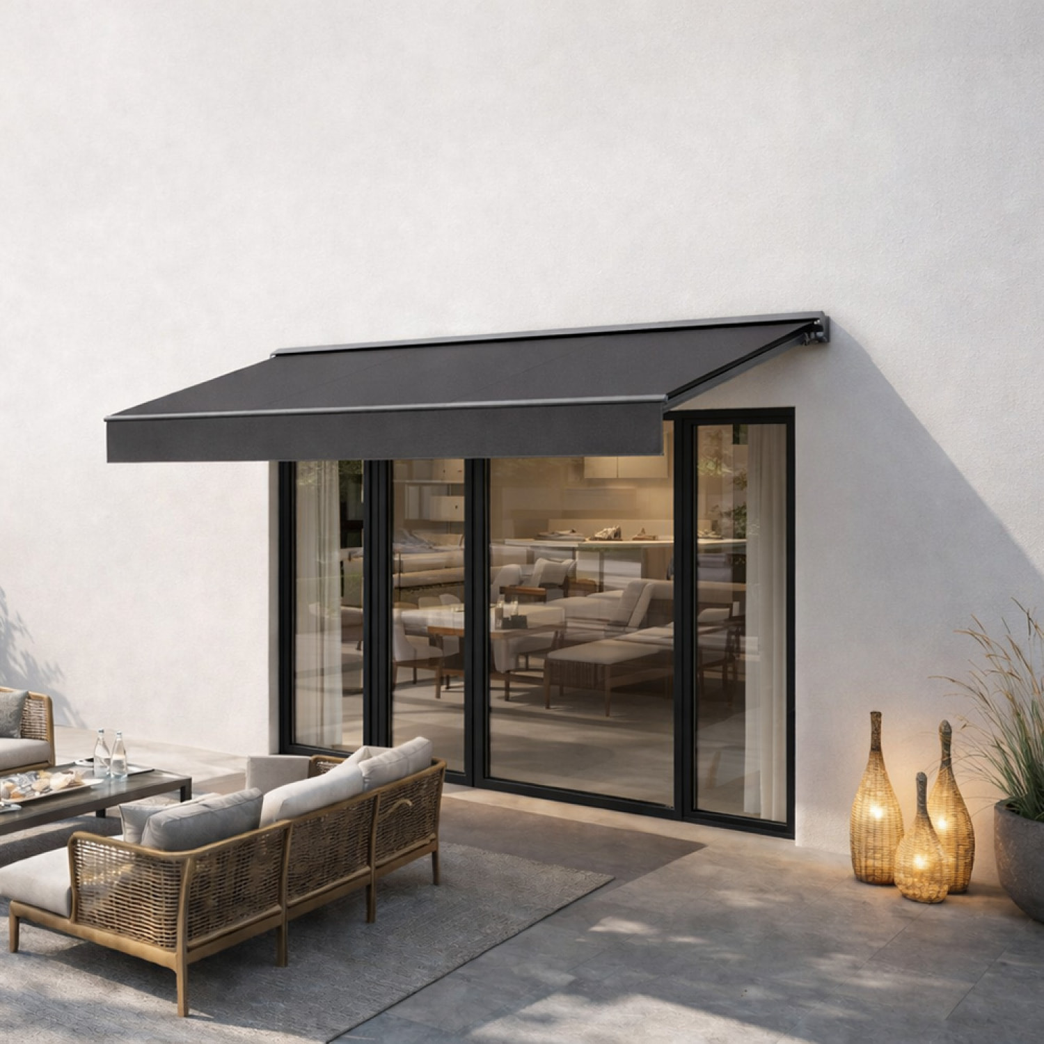 TULLY Store banne manuel 2,95 x 2,5 m en aluminium avec toile gris