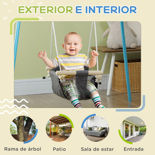 Columpio para Bebés de 9-36 Meses con Cuerdas Ajustables Columpio Infantil con Cinturón de Seguridad y Asiento Acolchado Carga 70 kg para Interiores y Exteriores 40x40x110-180 cm Gris Oscuro