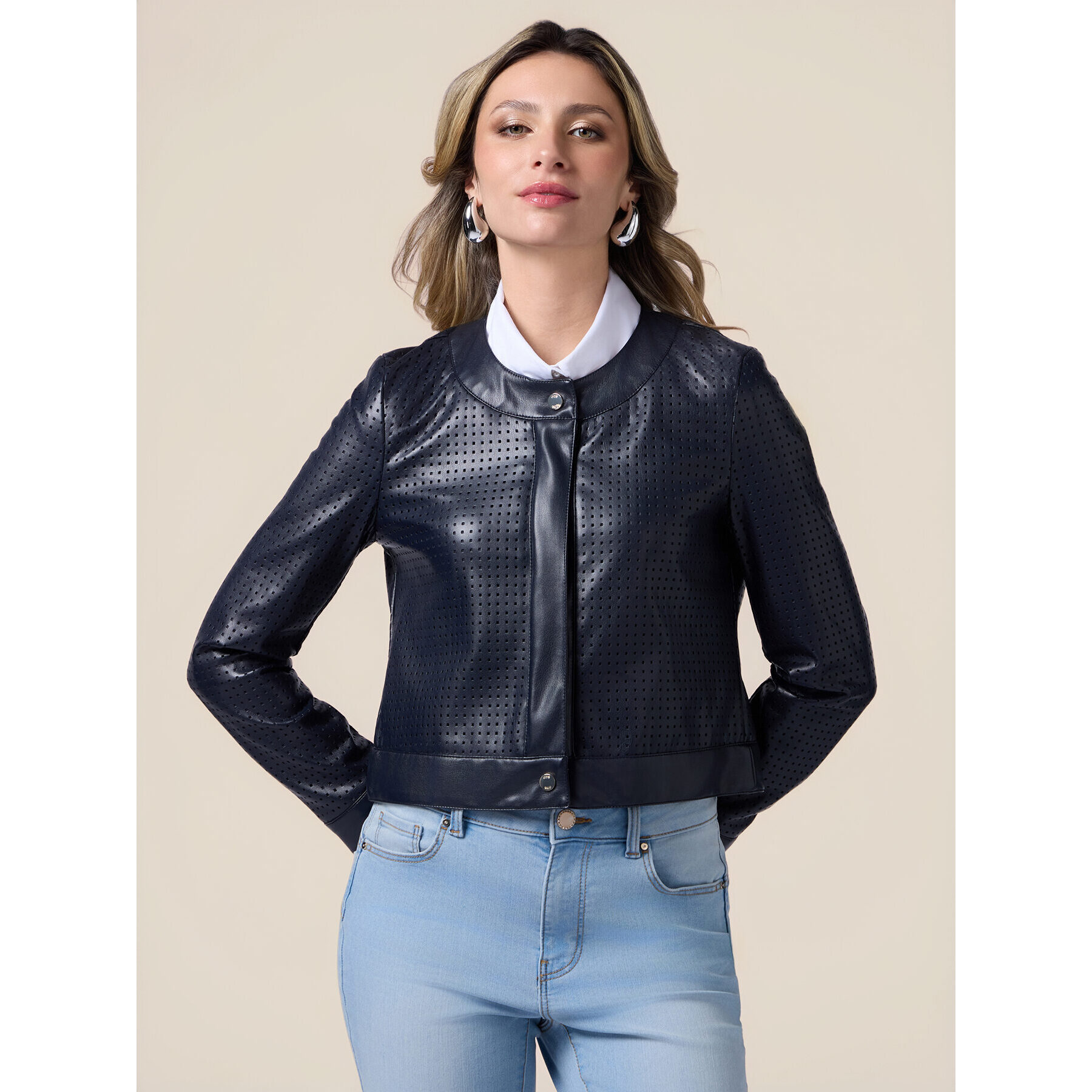 Oltre - Chaqueta corta calada - Azul