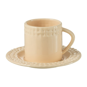 J-Line tasse + sous-tasse - céramique - pêche - 12 pièces