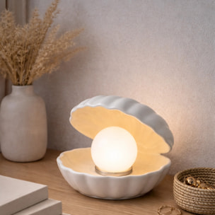 Lampe à poser en céramique blanche - Shell