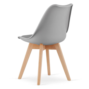 Set di 4 Sedie Mark Grigie con Gambe in Legno di Faggio