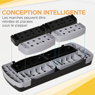Stepper Fitness Aerobic hauteur reglable surface antiderapante 80 x 31 x 20 cm noir gris clair