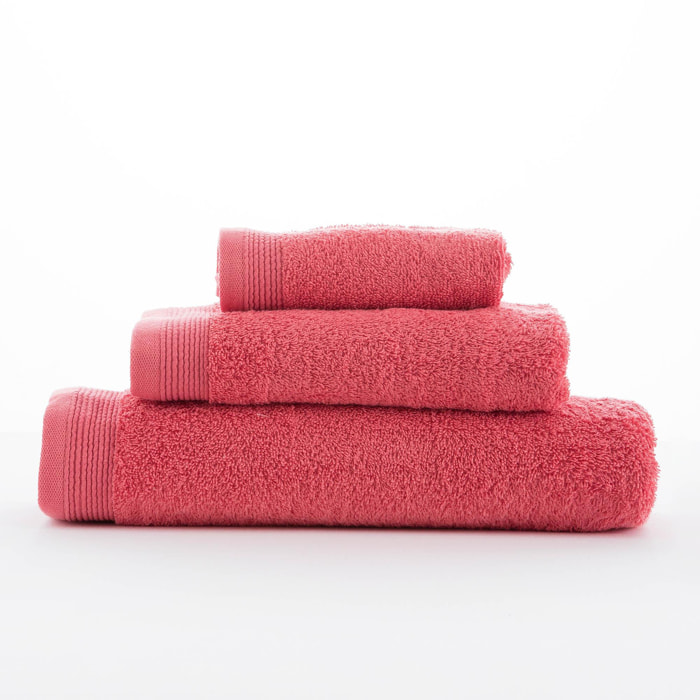 Set de 3 serviettes en coton 450 gr/m2 couleur Corail