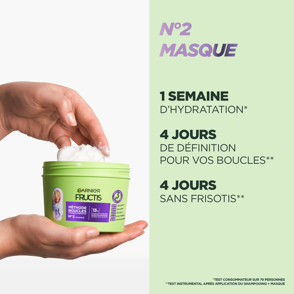 Garnier Fructis Méthode Boucles Routine Shampooing, Masque, Spray Hydratant à l'Acide Hyaluronique et beurre de Karité