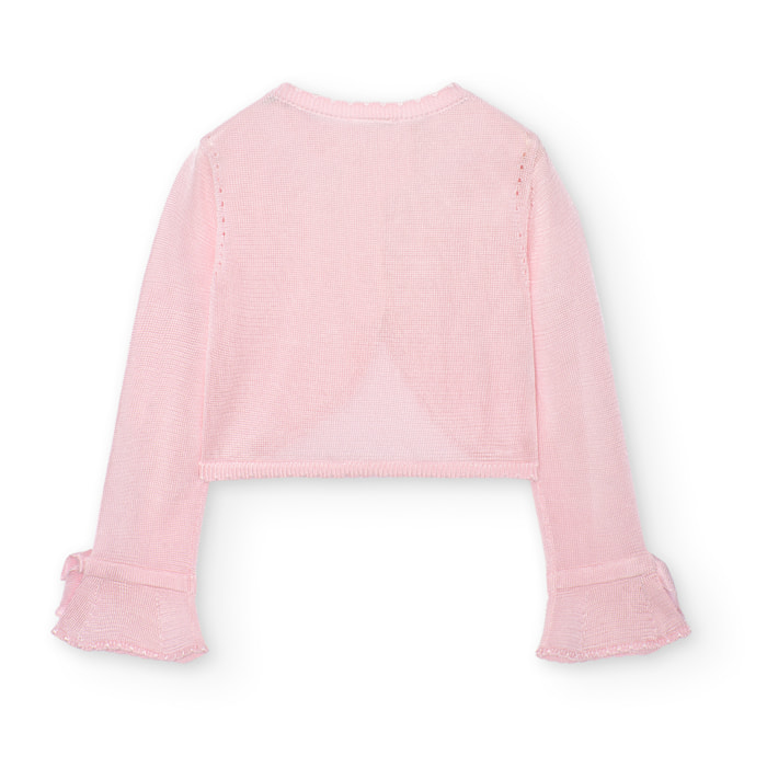 Chaqueta tricotosa niña, algodón, lisa, rosa, 708005