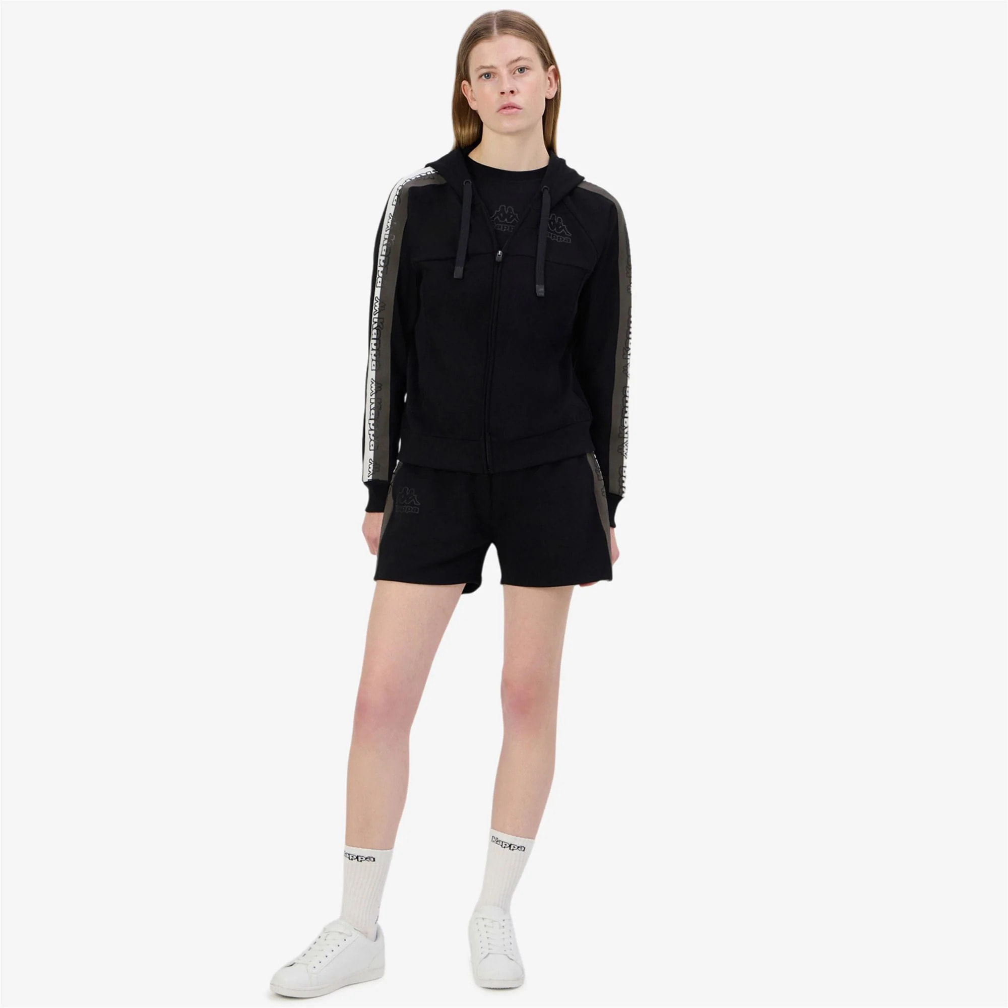image-Kappa - Felpe Donna Nero - Logo Tape Grella