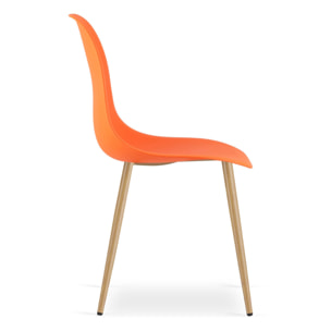 Set di 3 sedie da pranzo WAT arancioni con gambe effetto legno