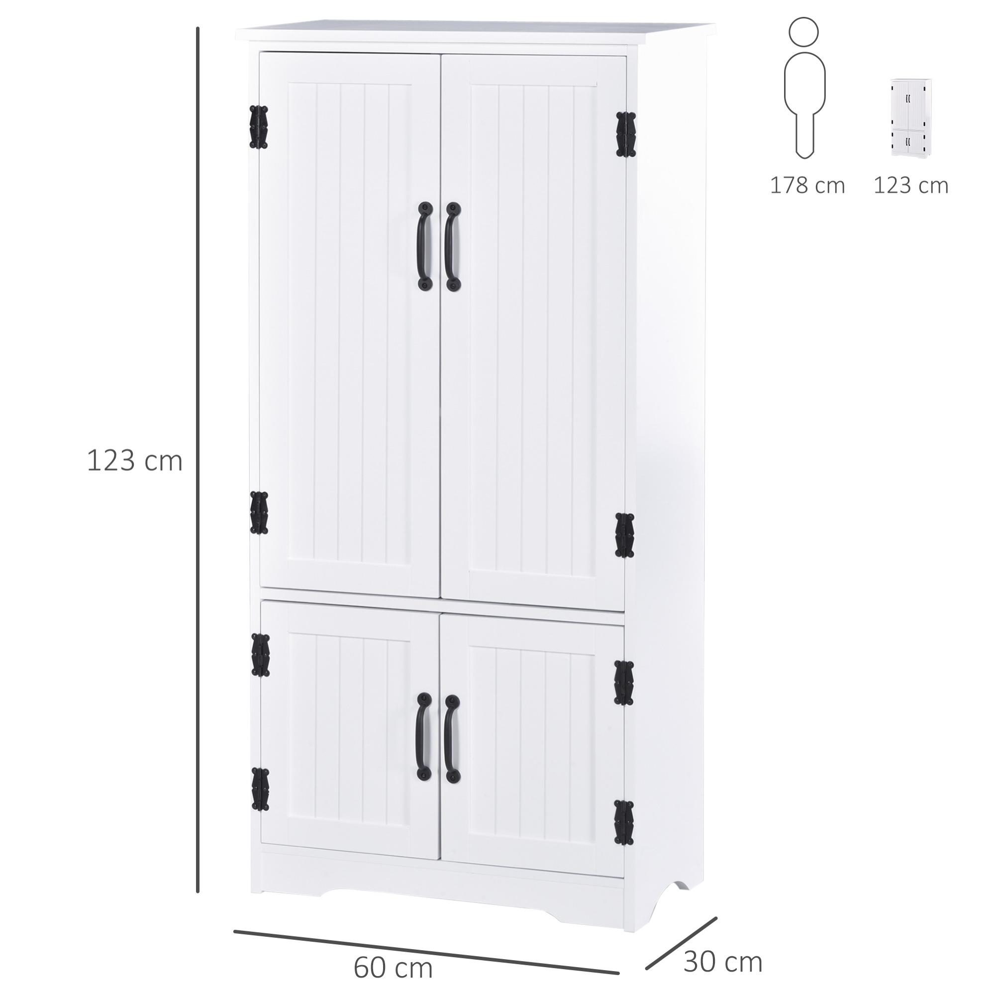 HOMCOM Meuble de rangement armoire de rangement multi-rangement 2 étagères  réglables 4 portes 60 x 30 x 123 cm blanc