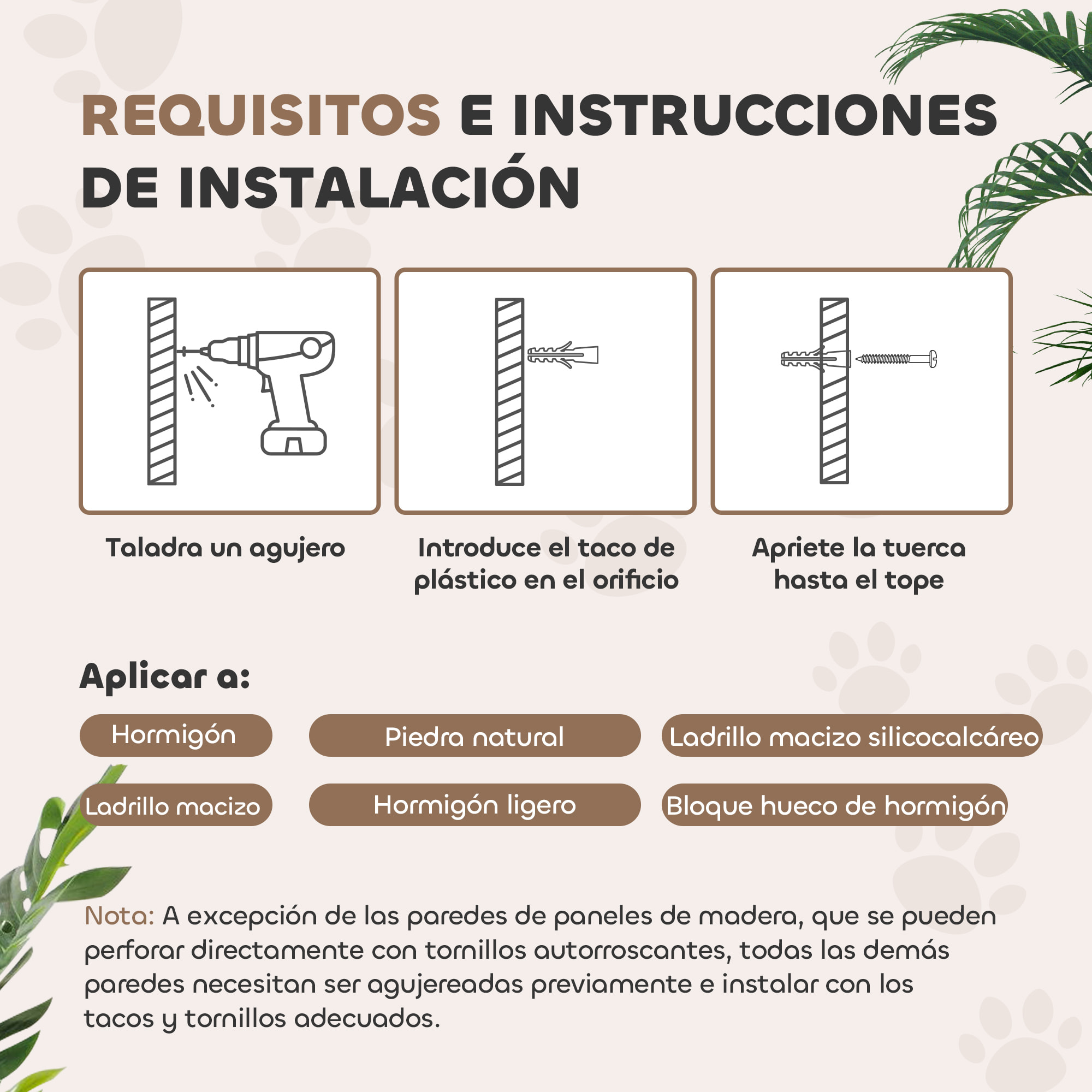 Juego de Estanterías para Gatos de 4 Piezas Rascador de Pared para Gatos con Hamaca Postes Rascadores Escalera Blanda Bola Plataformas para Saltar Beige