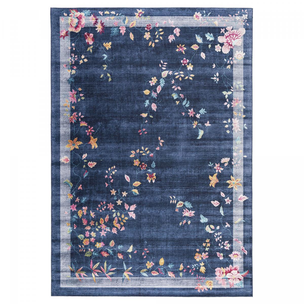 Tapis salon ONATA 4 Bleu 160x230 en polyester doux et soyeux