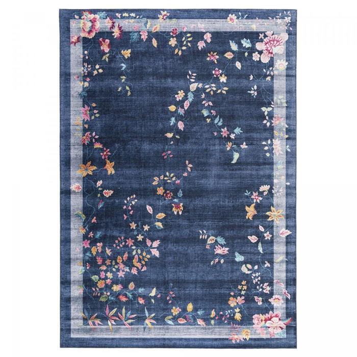 Tapis salon ONATA 4 Bleu 160x230 en polyester doux et soyeux