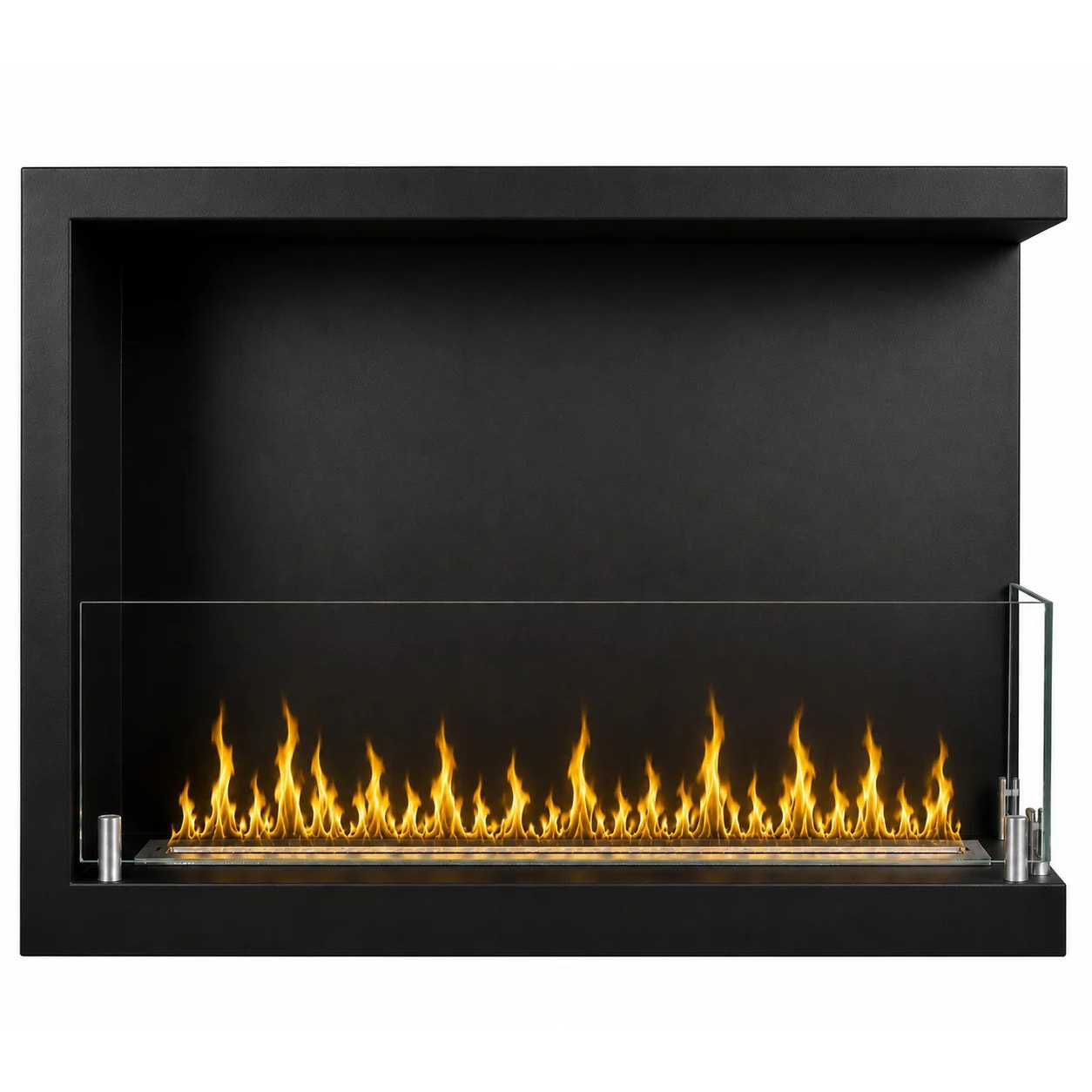 Sutri 60 - Camino a Bioetanolo da Incasso Angolare Destro 60x45x22,4 cm con Bruciatore 1,5lt in Acciaio