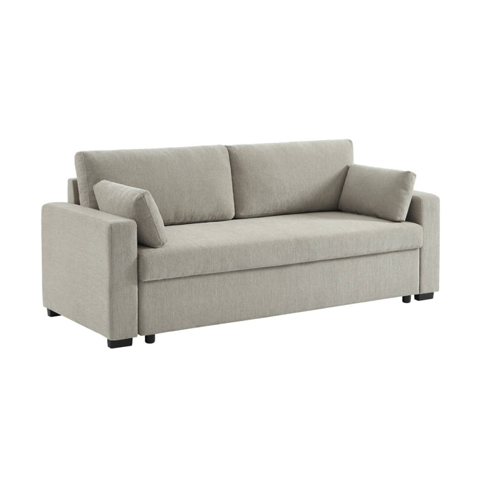 Canapé convertible 3 places tissu chenille gris clair L 211 x P 90 x H 86 cm - Easy