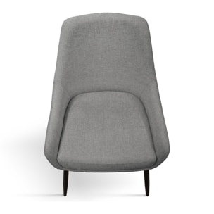 Set di 2 sedie TALLINN in tessuto grigio e gambe in metallo nero opaco, con braccioli