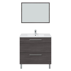 Mueble baño luis 1p1c 80cm gris ceniza con espejo, sin lavabo