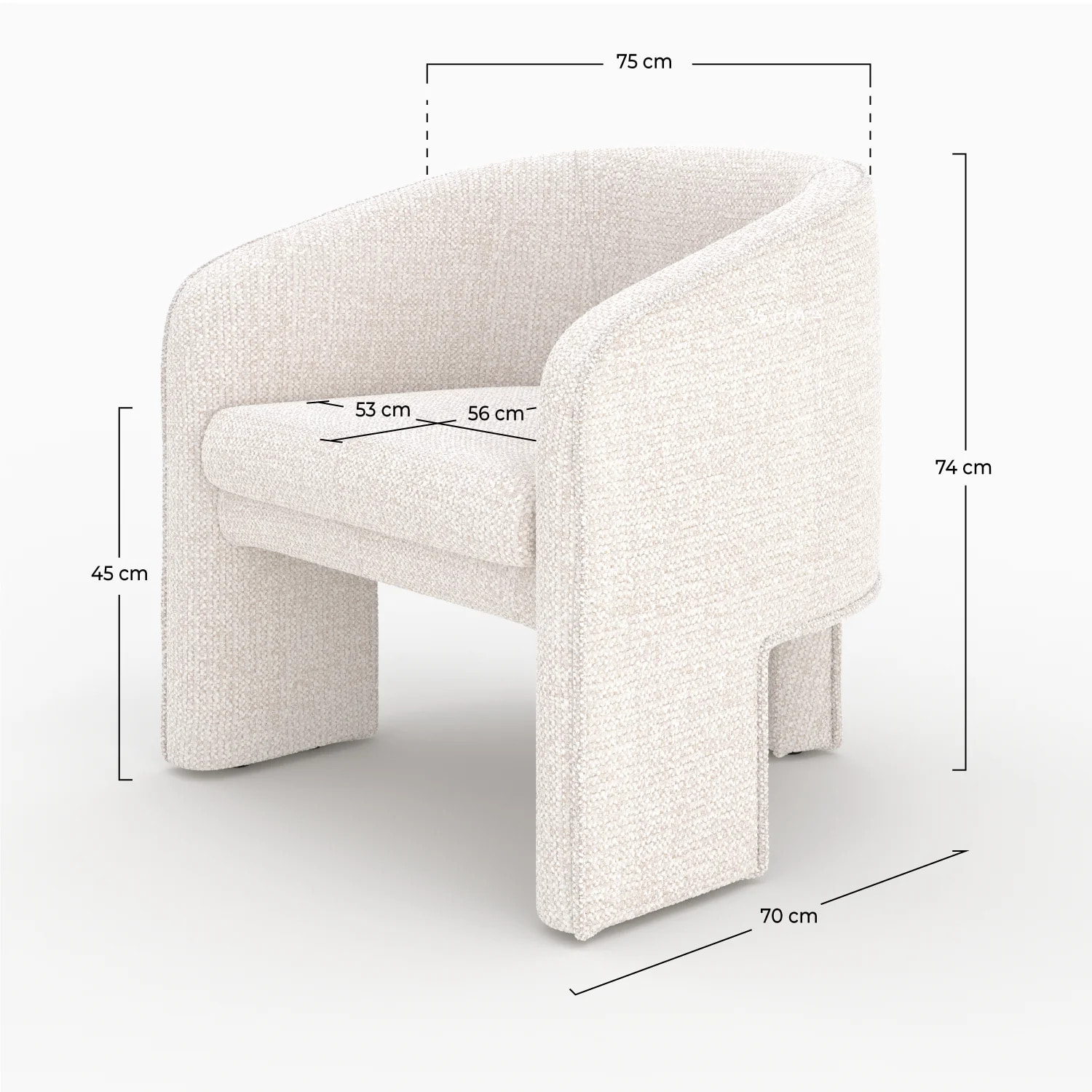 Fauteuil en tissu texturé crème - Nelia