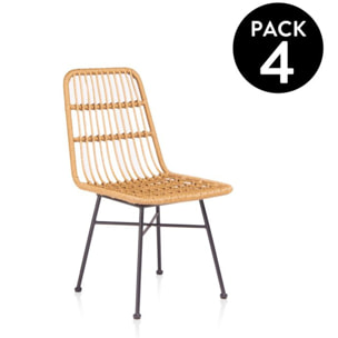 Pack 4 sillas de comedor Malai Rattan - Negro