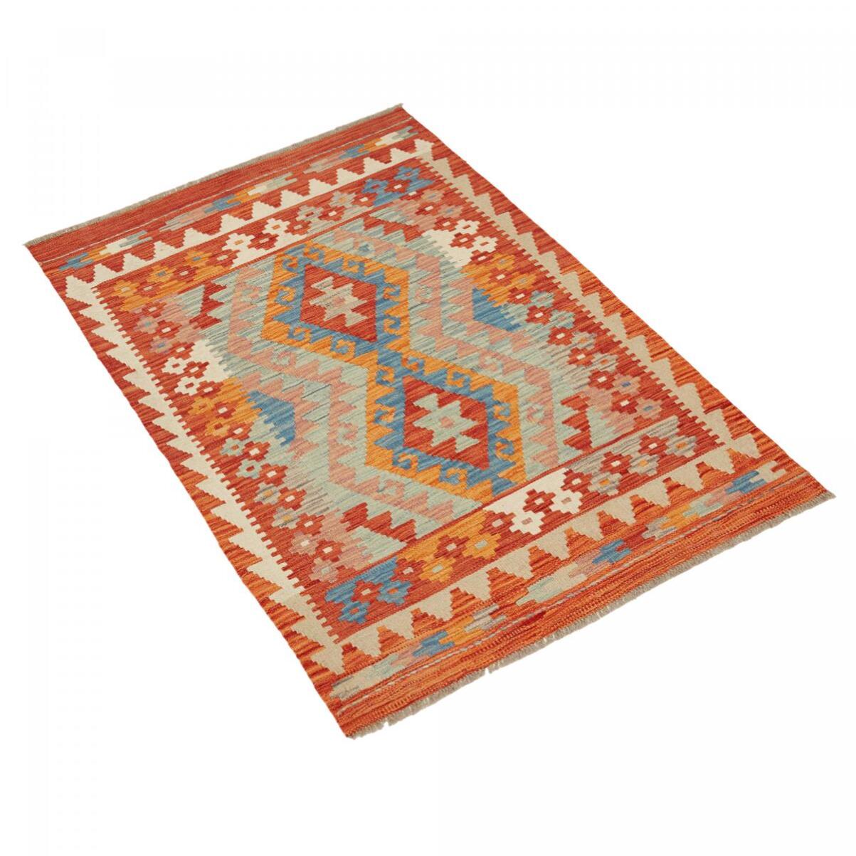 Tapis kilim au motif ethnique, tissé plat artisanal, VEROS