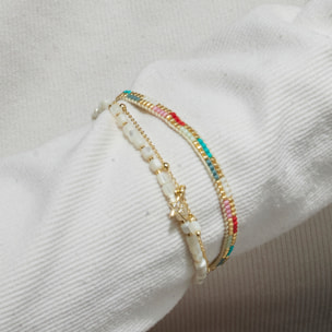 Pulsera con Cristal Multicolor acabado oro 18k
