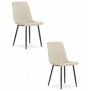 Set di 2 sedie Turin in velluto beige e metallo nero