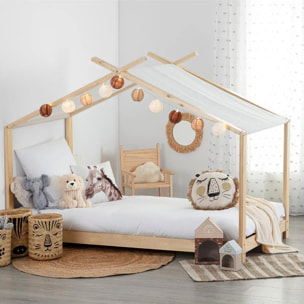 Lit tente enfant "Ilan" pin blanc 90x190cm