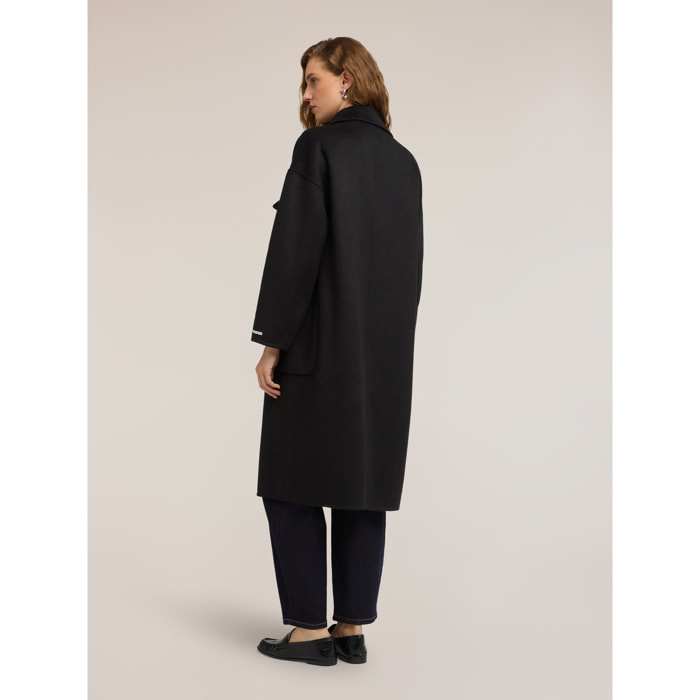 Motivi - Cappotto doppiopetto in misto lana - Nero