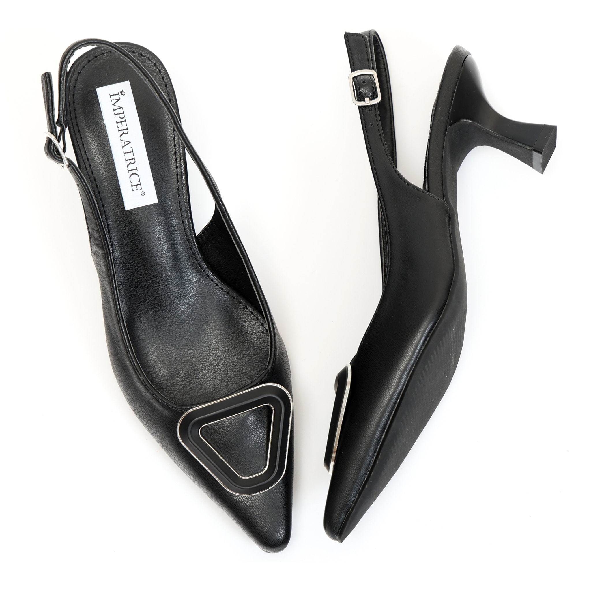 Dècolletè slingback con tacco basso a rocchetto e dettaglio sulla punta