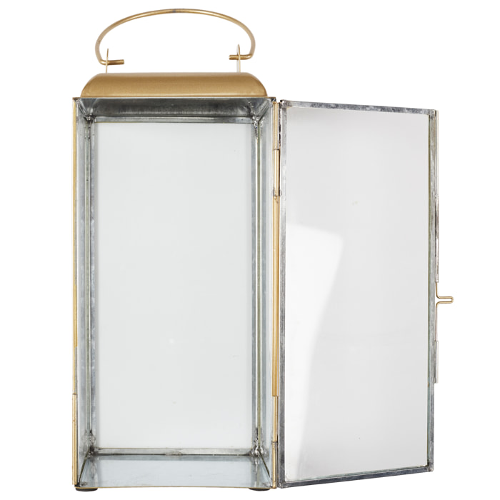 LANTERNE METAL DORE ET VERRE H30CM