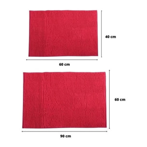 Lot de 2 Tapis de bain Microfibre CHENILLE Fuschia 40x60 et 60x90cm MSV