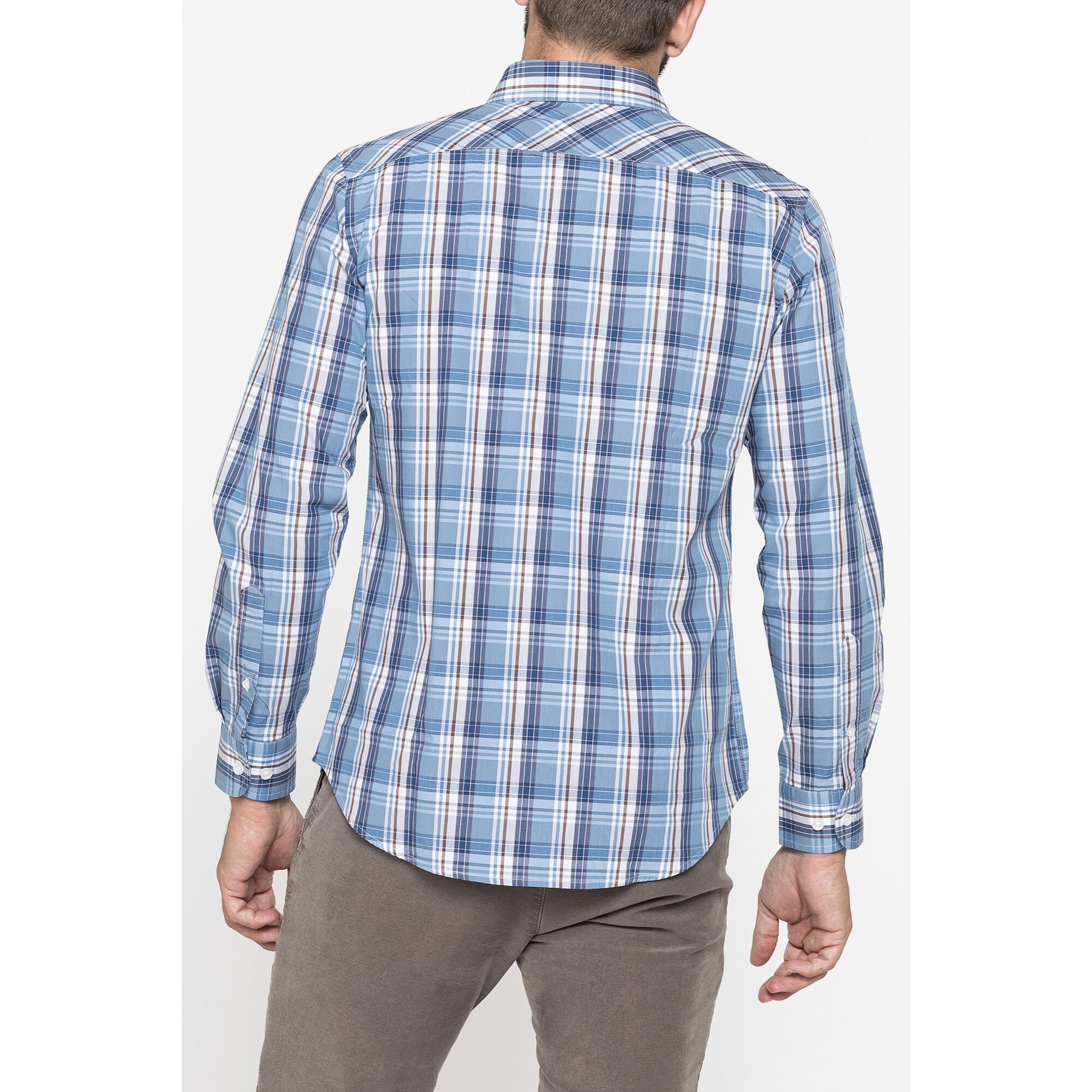 CAMICIA FANTASIA TINTO FILO CON COLLO BUTTON-DOWN