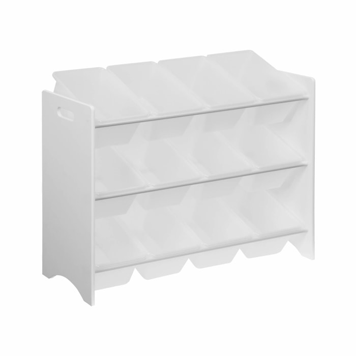 Meuble de rangement pour enfant avec 12 casiers. blanc - Tobias - MDF décor bois naturel. L 84 x P 29.5 x H 60cm